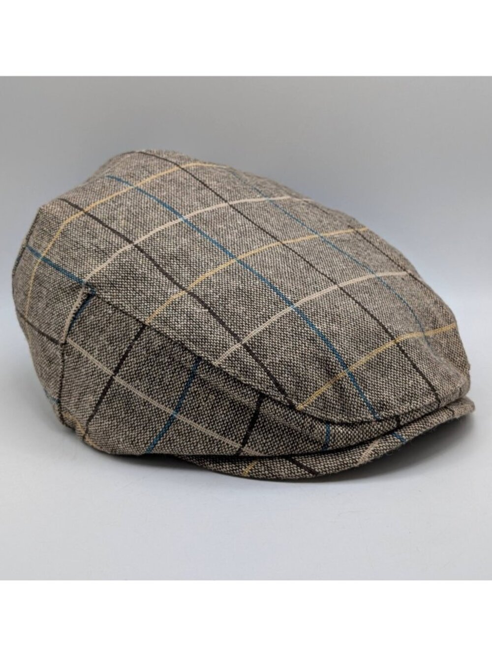 Gioberti Brown Blue Plaid Newsboy Cap Cabbie Hat Gatsby Mens Adult Size 60cm